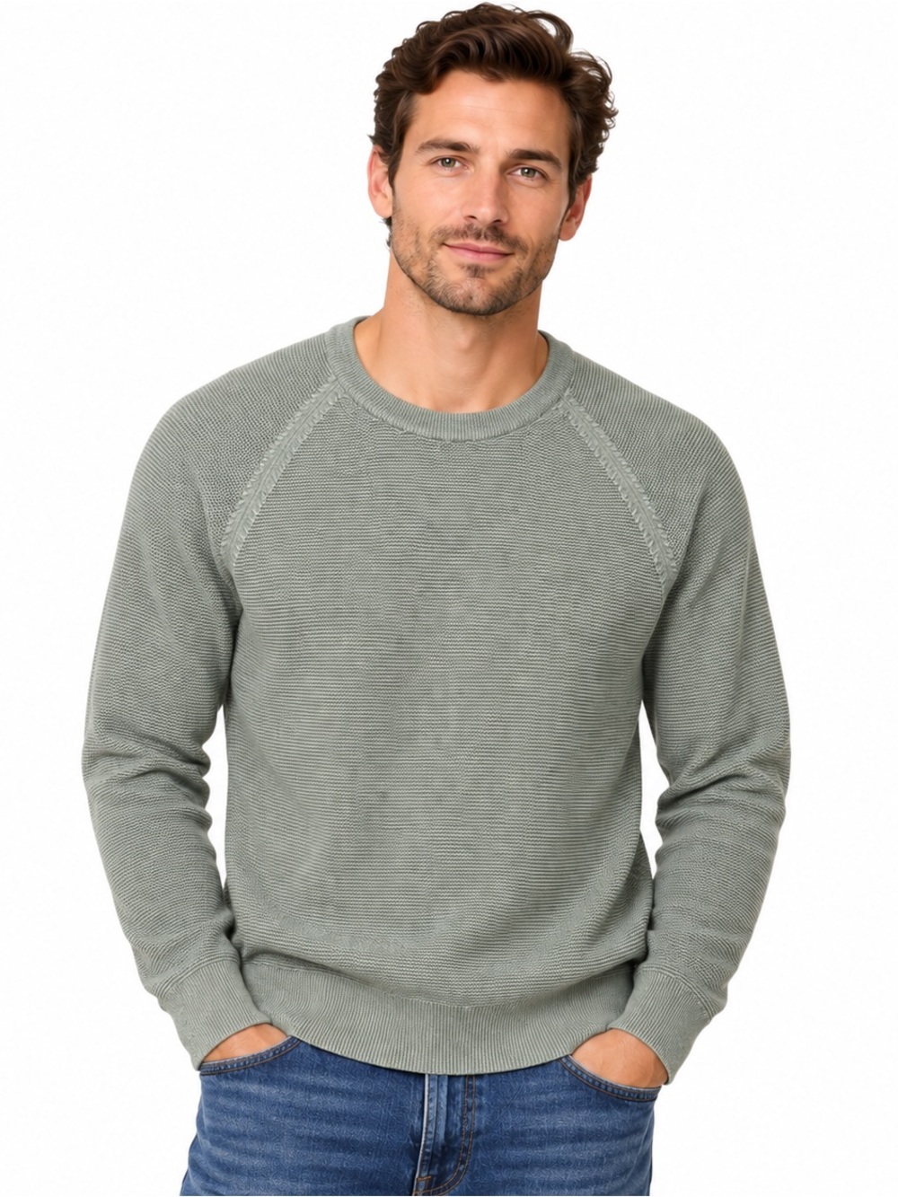 J.Crew Men’s Lightweight 100% Cotton Crewneck Sweater Green M NWT
